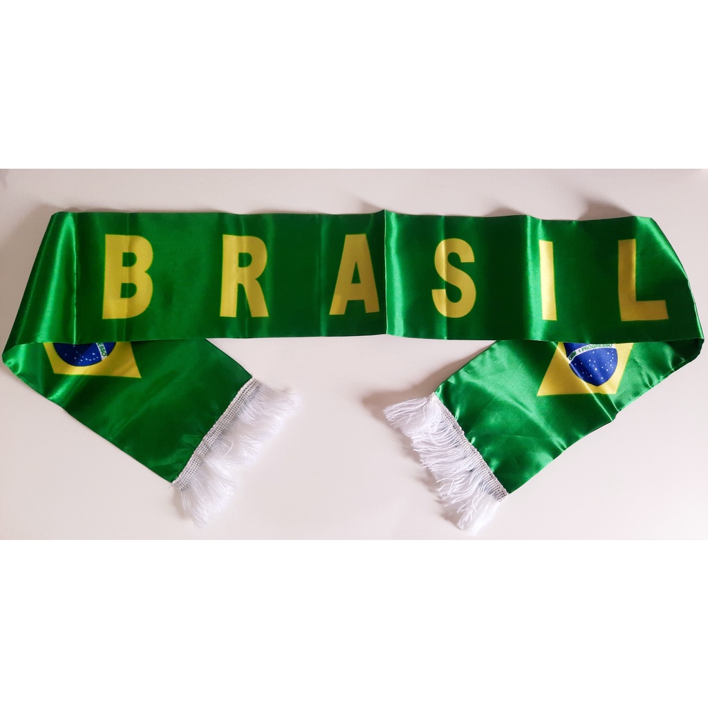 Cachecol / Encharpe / Faixa De Cetim Brasil Verde Amarelo Dupla Face / Bandeira / Copa do Mundo/ Seleção Brasileira