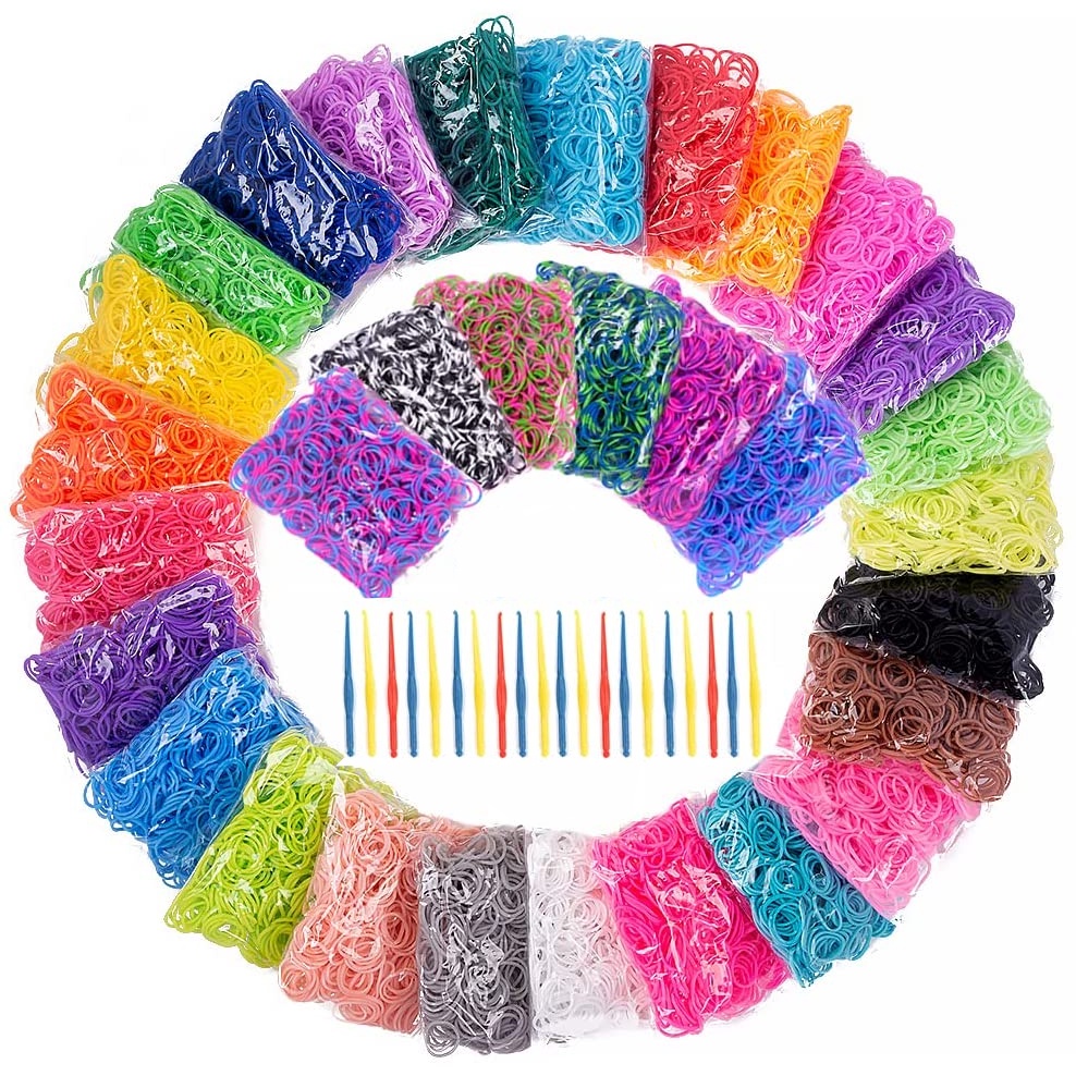 4.000 Elástico Loom Band Clips Pulseira Cores Sortidas