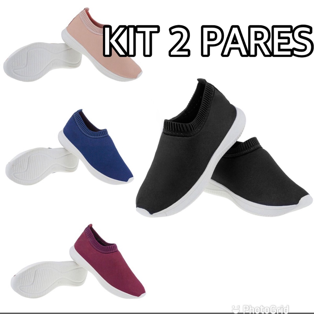 KIT02 pares - EC mesma numeração - tenis liso unisex confortavel basico barato leve em Oferta na Shopee