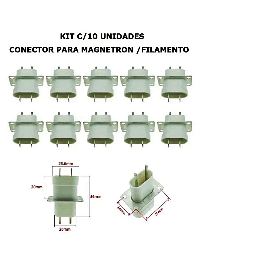 Kit Com 10 Unidades - Conector Para Magnetron Filamento