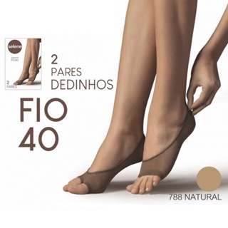 2 Pares Meia Sapatilha Dedinhos SELENE Fio 40 Meias Dedinho de Fora Natural Conforto Dedos Livres