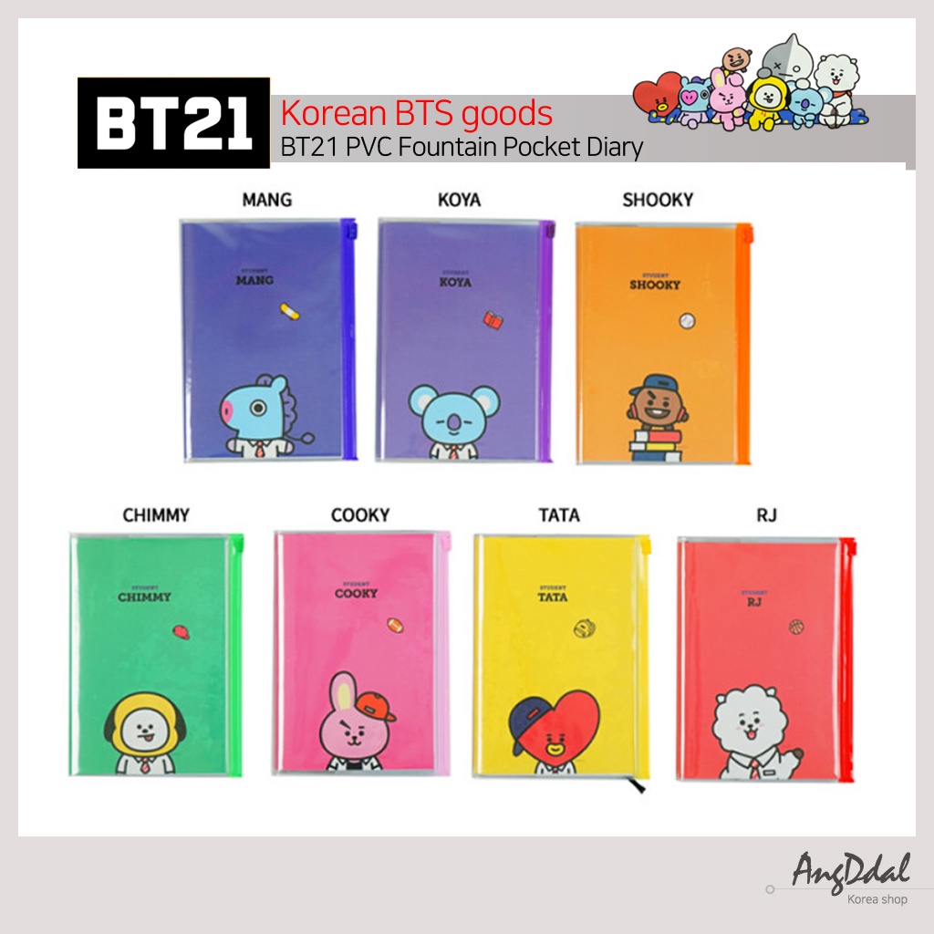 BT21 Diário De Bolso Da Fonte Em PVC/Produto Coreano/Trabalhos De Arte Escolar/Caderno