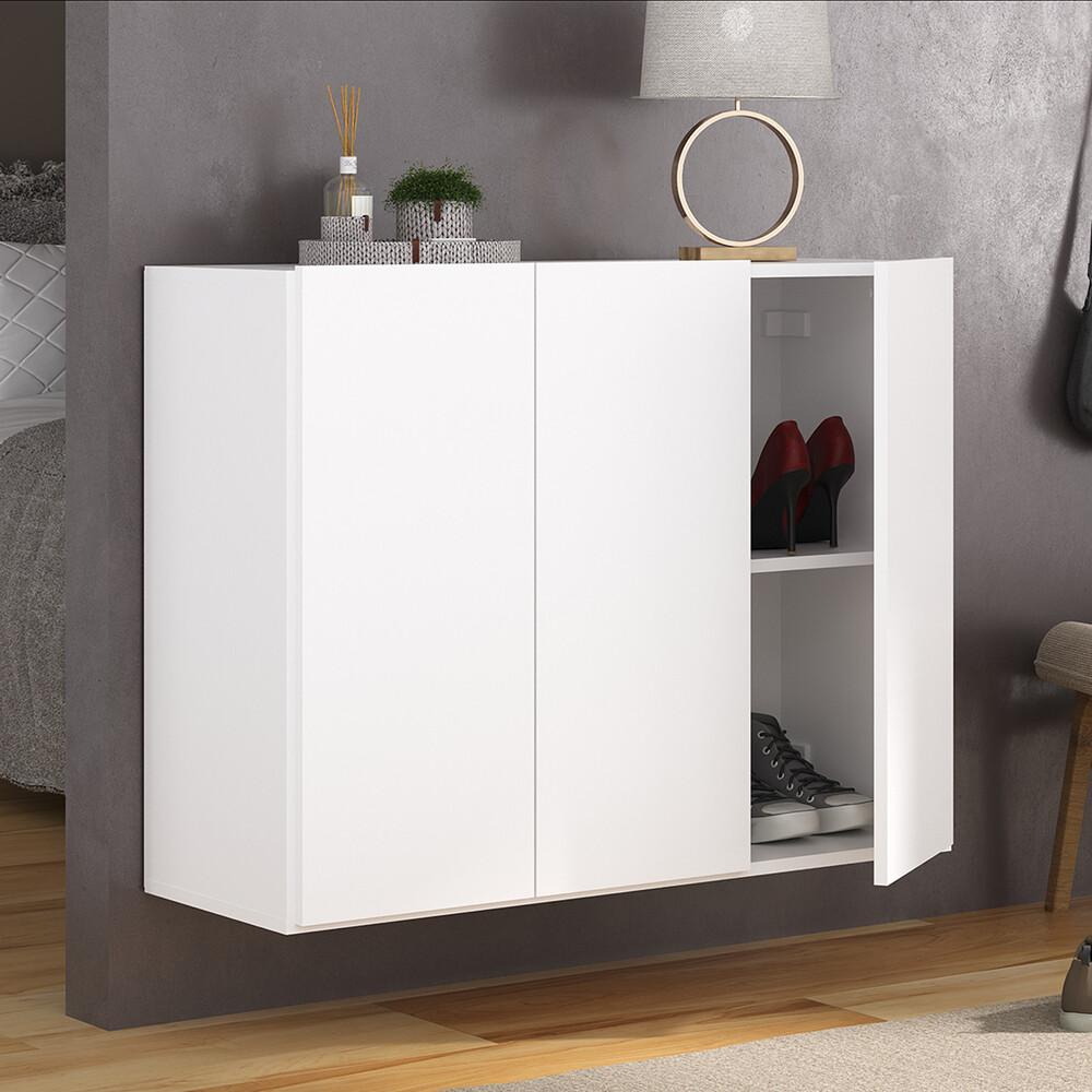 Sapateira 3 Portas Suspensa Nina Multimóveis MP6017 Branca em Oferta na Shopee