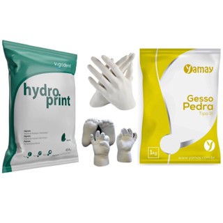 Kit Alginato + Gesso Pedra + Espátula - Moldagem Pé Mão