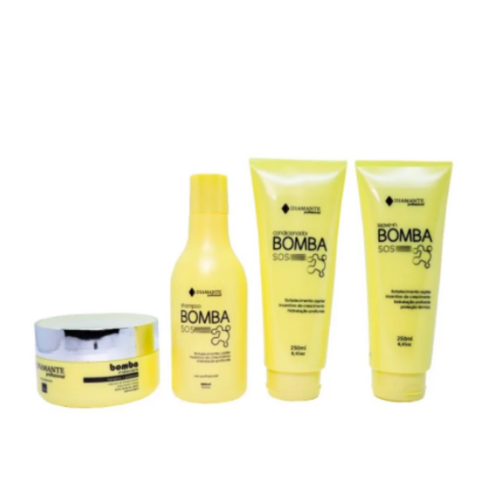 Kit Linha Bomba Shampoo, condicionador, máscara e leave-in Diamante Profissional (4 produtos)