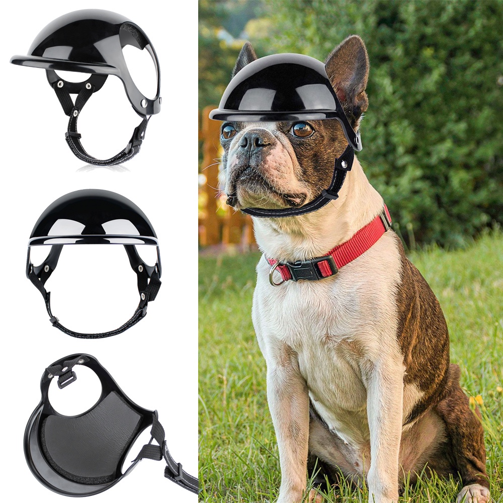 Detalhes do Ciclismo Bulldog Francês Pet Locomotiva Capacete Cachorro Para Cachorros Pequenos Médios Chapéu De Motocicleta Headgear