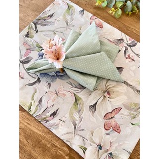 kit Lugar Americano Impermeável Flores e Borboletas