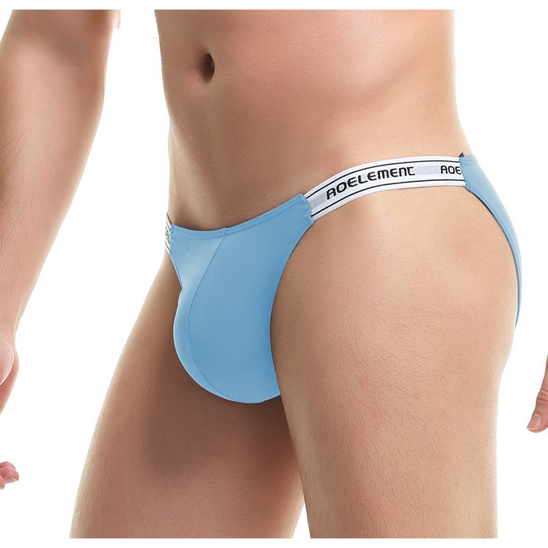 Homens de seda gelo cor sólida elástico magro juventude Sexy cintura baixa Fitness esportes cuecas confortáveis 257