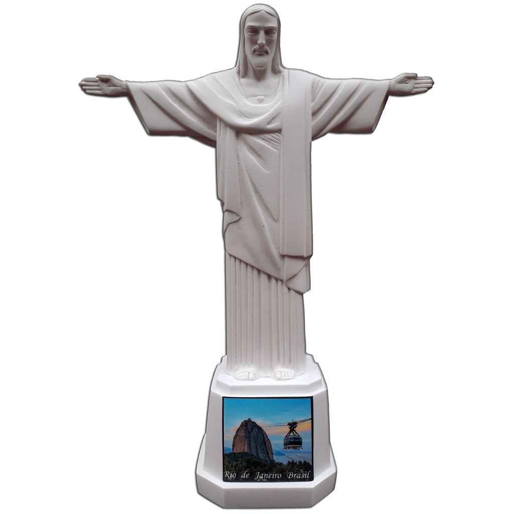Imagem Cristo Redentor com Bondinho Pão de Açúcar em Resina