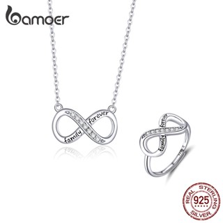 Bamoer 925 Conjunto De Joias De Prata Esterlina Colar E Padrão De Amor Infinito Para Meninas Presentes