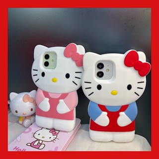 Hello Kitty Capas De Silicone Tridimensionais Para iPhone 15 14 13 12 11 Pro MAX XR XS X 8 7 6 6s Plus SE 2020 Presentes De Concha Macia À Prova De Choque Meninas