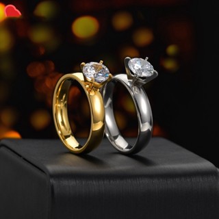 anel de zircão de casamento vintage para mulheres homens noivado aço inoxidável moda anillos mujer aniversário jewerly presente