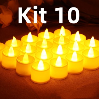 10 Peças Vela Led Eletrônica Linda Amarela Decorativa, Festa em Oferta na Shopee