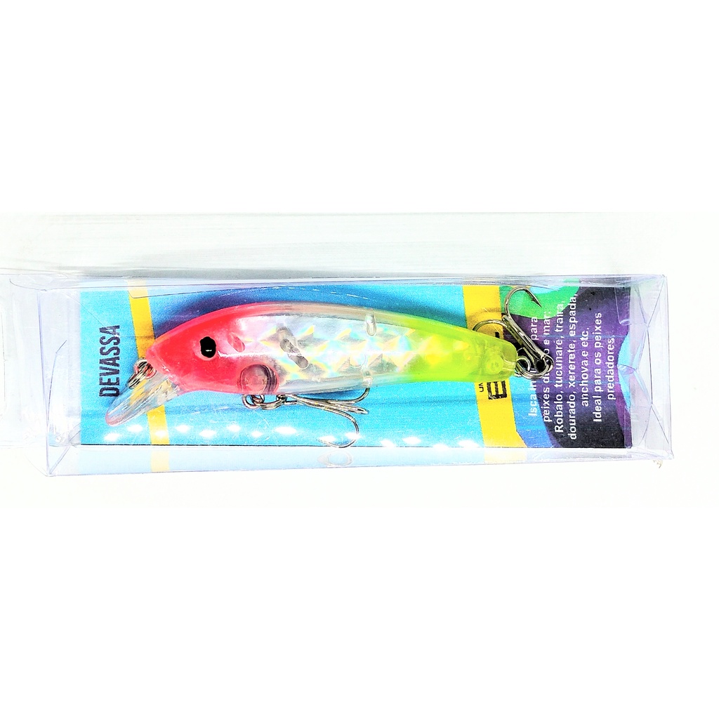 ISCA ARTIFICIAL DEVASSA MARCA BPC profissional pintura holográfica interna robalo, tucunaré ,traíra ,dourado para agua doce e salgada.