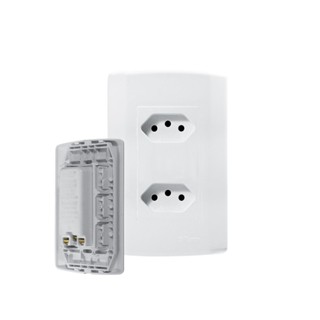 Tomada Dupla Linha Fácil 20A Modular Branca Pluzie 4x2