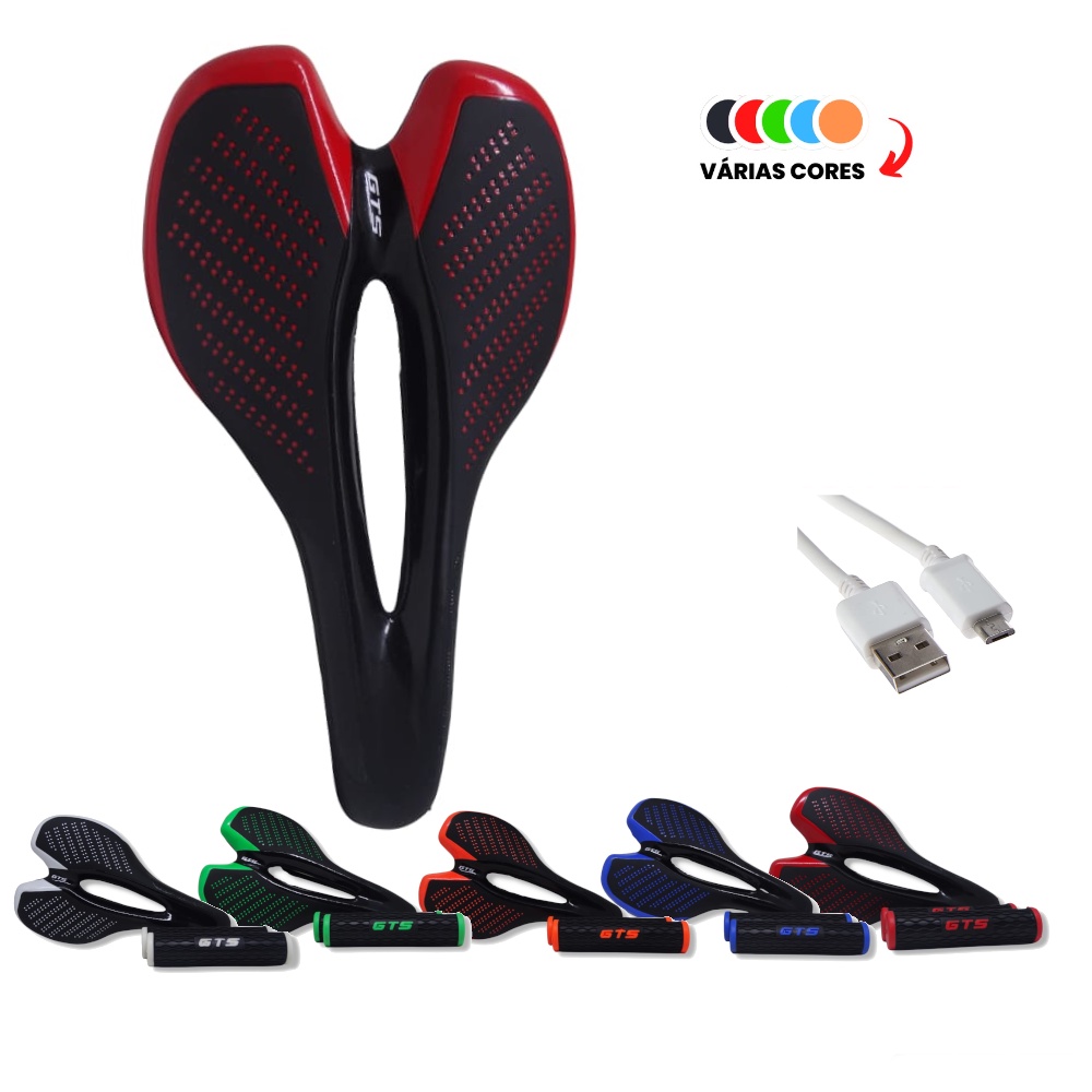 Banco Selim Confort Vazado Com Led embutido Bicicleta Bike Mtb Original Gts - PROMOÇAO
