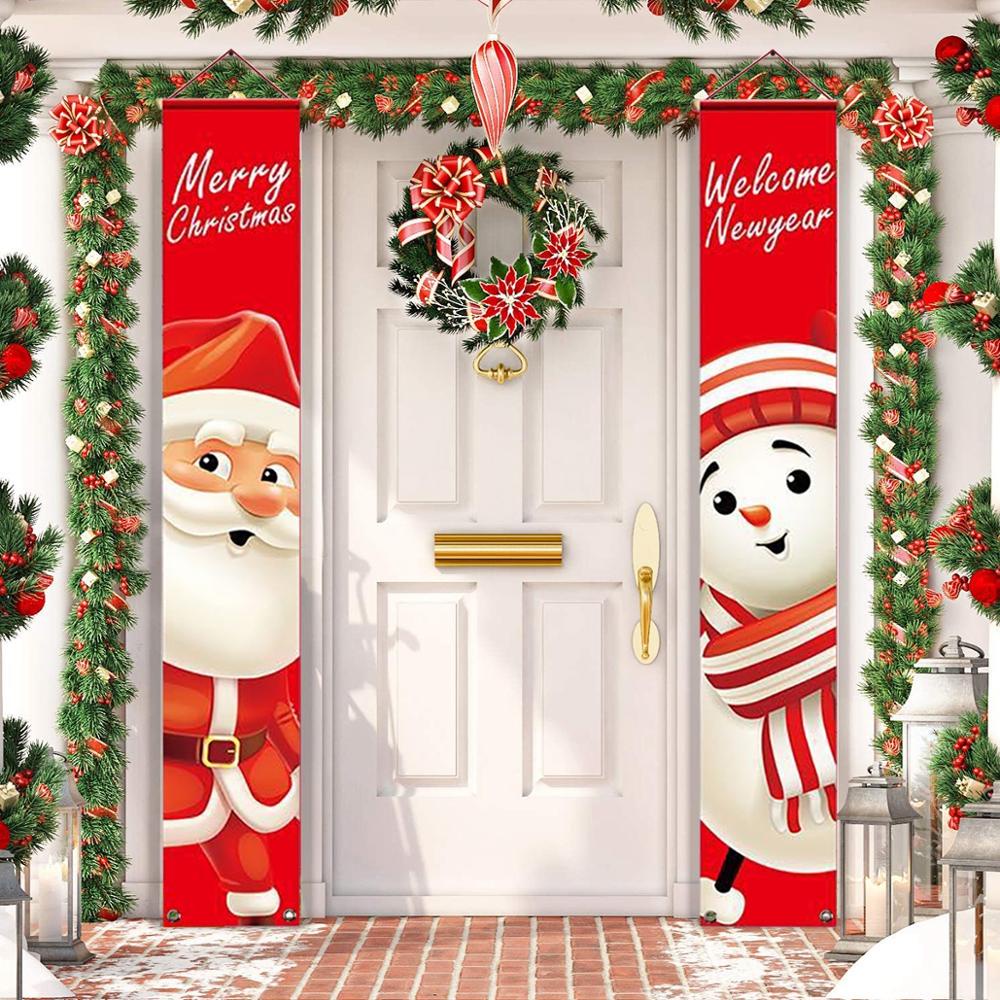 Decorações De Porta De Natal 2022 Feliz Decoração De Casa Logotipo Santa  Snowman Ornamentos Navida Ano Novo | Shopee Brasil