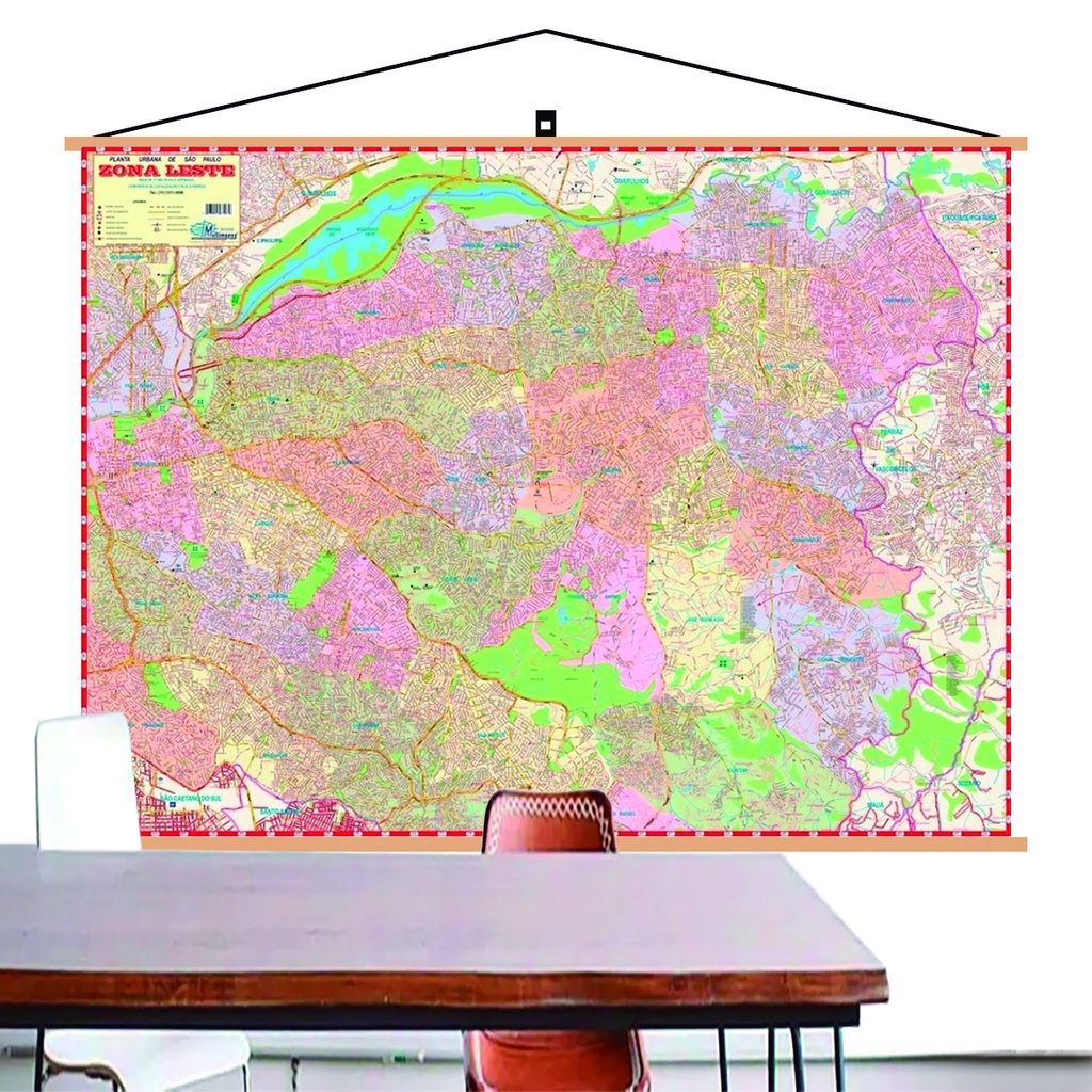 Mapa Zona Leste Banner Laminado 120x90cm - Atual