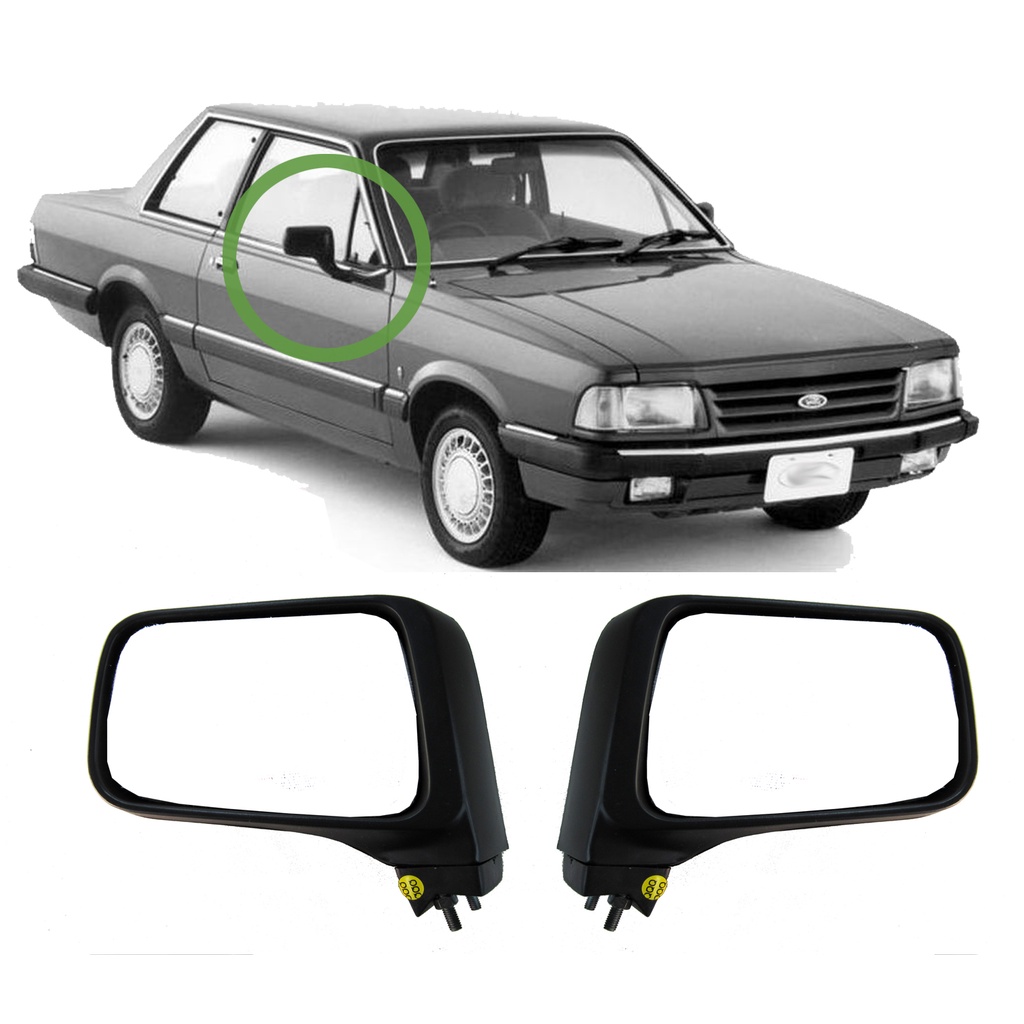 Par Retrovisor Ford Del Rey, Corcel 2, Belina 1981 a 1988 S.Controle (Regulagem no Espelho)