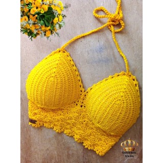 Top cropped crochê c/ bojo feito à mão