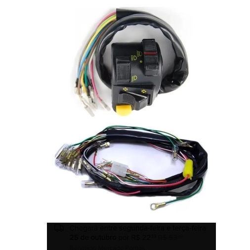 Chicote Principal + chave luz Cg 125 83 / 86 Cg 125 1983 A 1986 Fiação