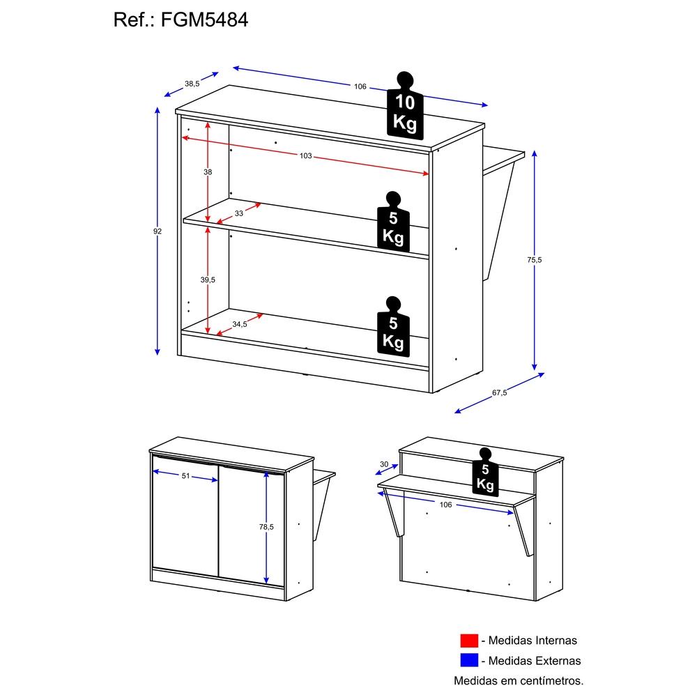 Detalhes do Bancada Balcão/Mesa Cozinha Multimóveis FGM5484 Preto