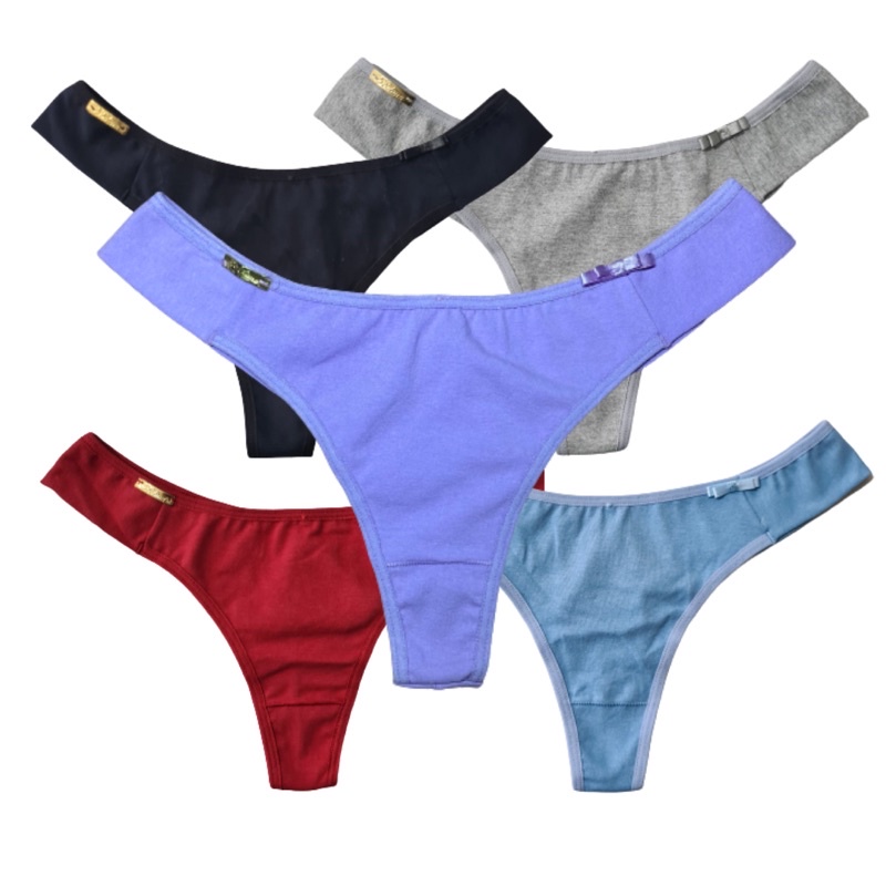 Kit 5 Calcinhas Jade em Algodão Fio Duplo Lateral Dobrada Lacinho em Oferta na Shopee