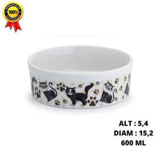 Comedouro Bebedouro Pet de Porcelana 2ª linha 600ml Patinhas Gato