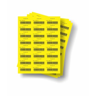 Kit 100 Folhas A4 Etiqueta Gondola Amarela Offset 70x35mm