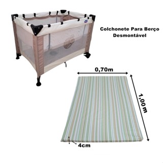 Colchonete para berço besmontável 70x1,00 c/ Capa protetora camping dobravel - promoção