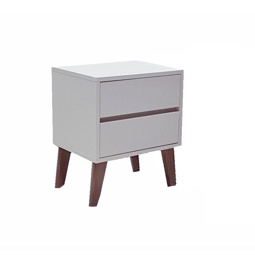 1 Mesa de cabeceira com 2 gavetas, 100% mdf cor Branco Com Pés em Oferta na Shopee