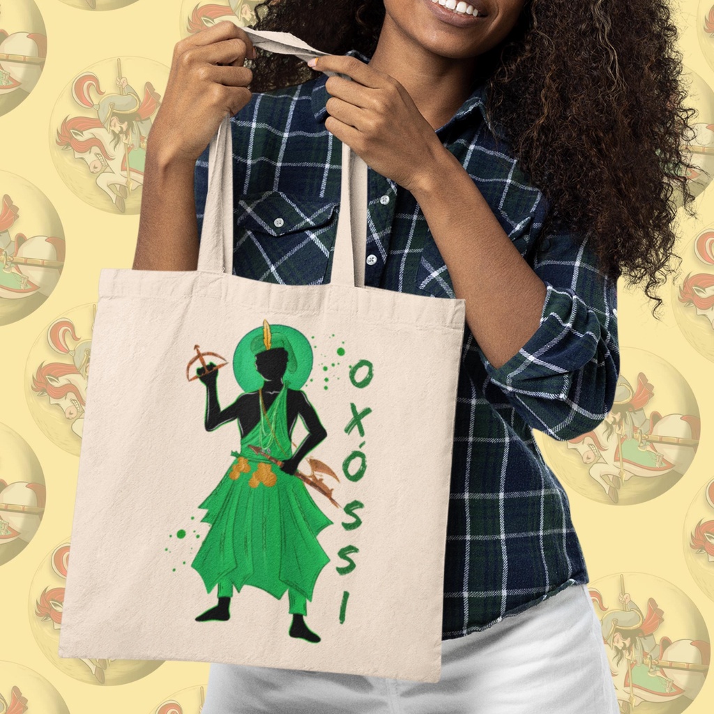 Sacola Ecobag Com ou Sem Zíper 100% Algodão Cru Umbanda Candomblé Orixá Oxóssi Bolsa Ecológica 118.1