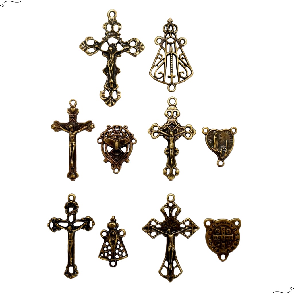 Kit 50 Entremeios + 50 Crucifixos Para Terço Ouro Velho Promoção em Oferta na Shopee
