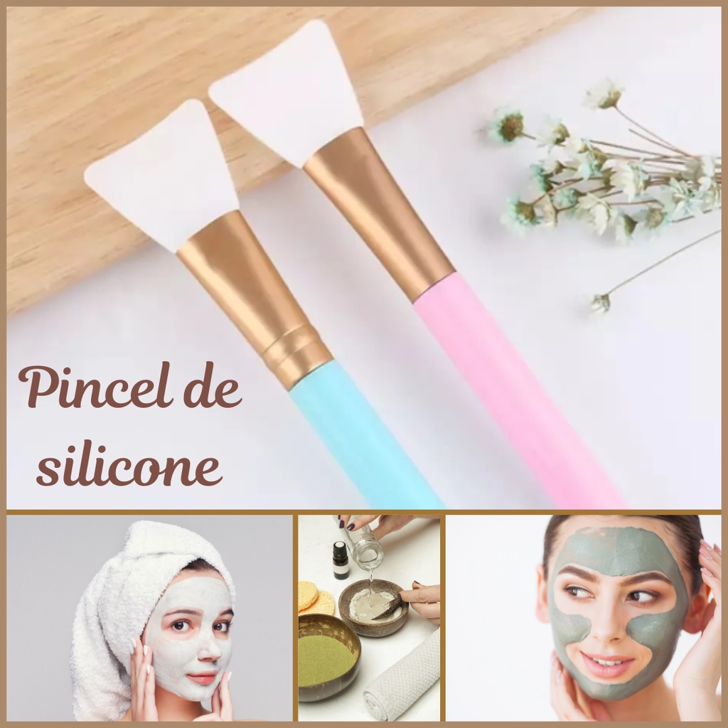 Pincel Silicone Colorido - Clean Natural - Espátula - Máscara de Argila Facial - Limpeza de Pele - Limpeza Facial - Espátula Argila