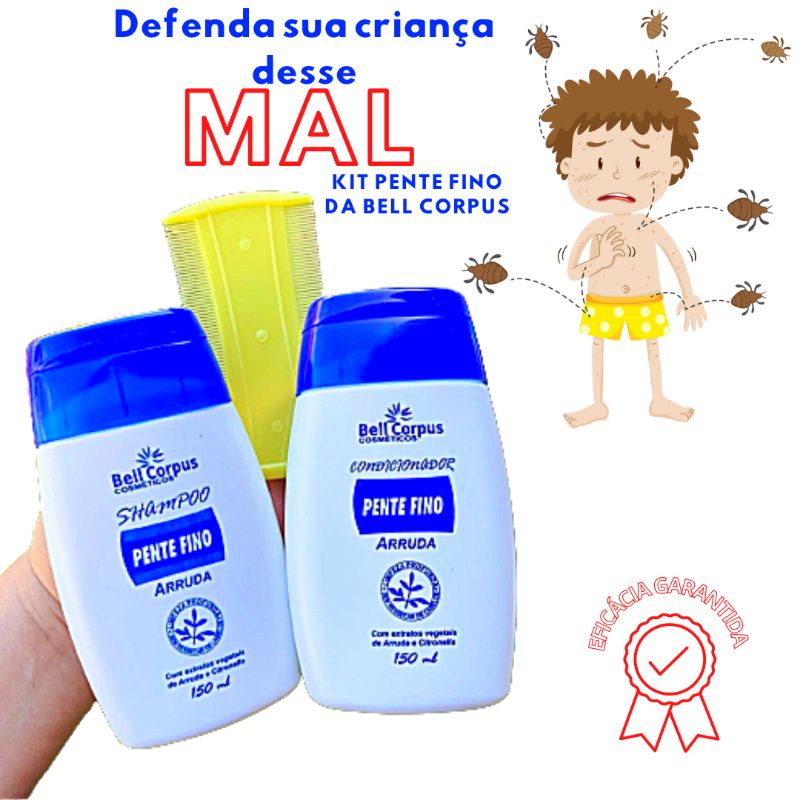 Kit para Piolho Arruda Bell Corpus (Shampoo+ Condicionador+ Pente fino) 150ml