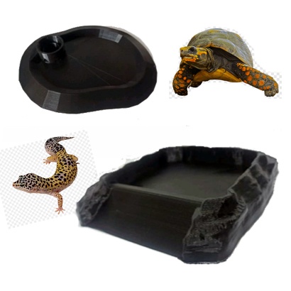 Kit Comedouro + Bebedouro  para jabutis, pogonas, jabuti, tartaruga, lagarto, réptil, répteis