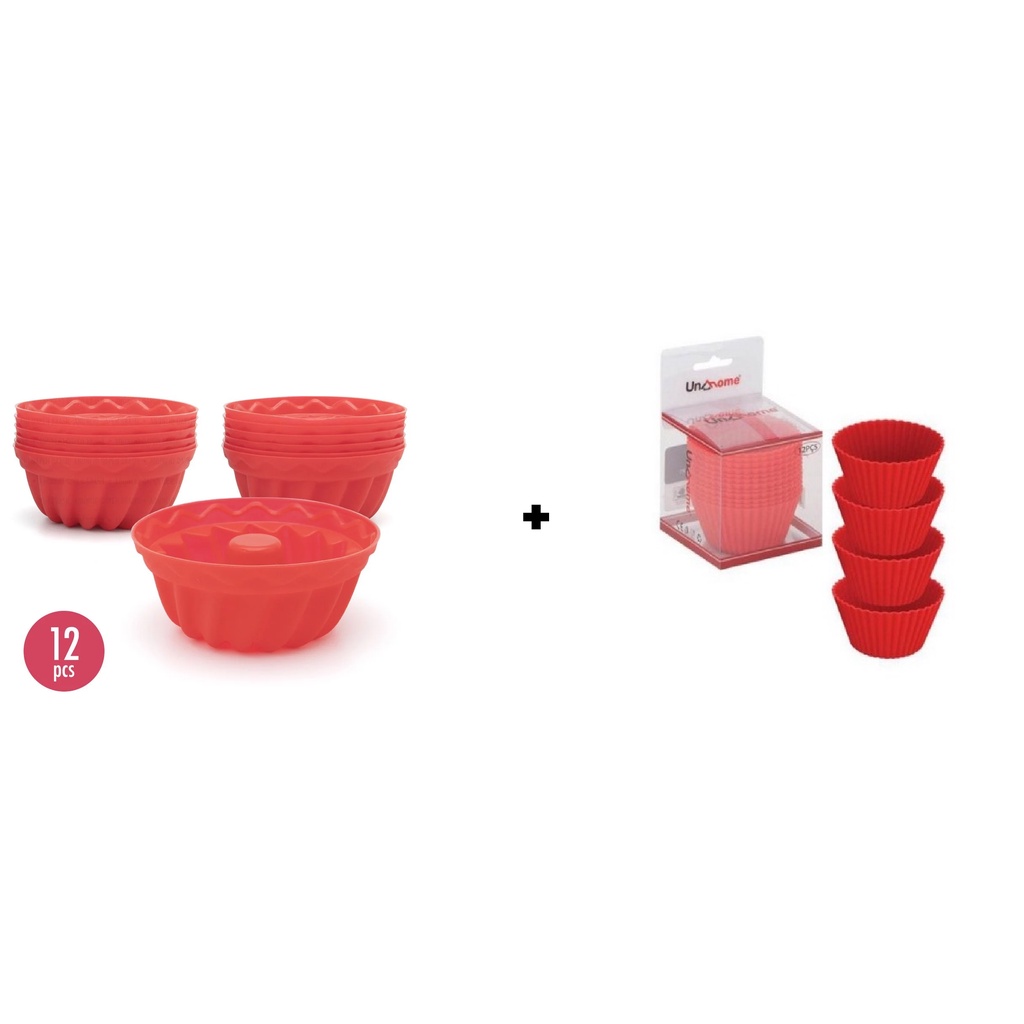 Kit Formas Mini Pudim 12 peças + Formas Cupcake 12 peças Bolo Doce Cozinha