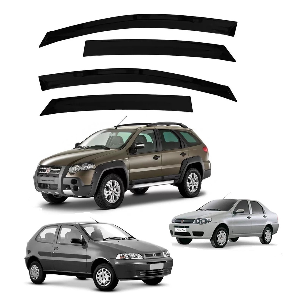 Jogo Calha Chuva Defletor Chuva Fiat Palio Siena Palio Weekend 4 Portas Fume 1996 ate 2012 em Oferta na Shopee
