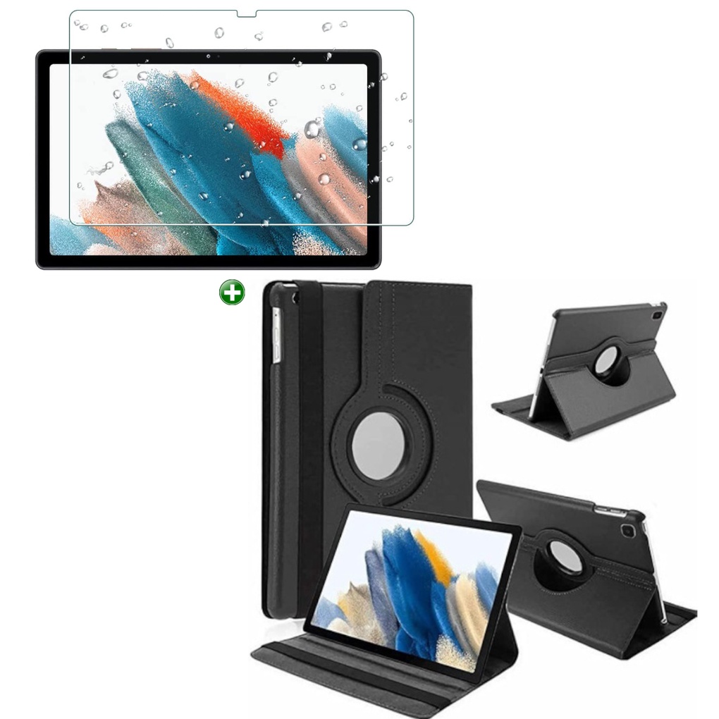 Capa Giratória para Samsung Galaxy Tab A8 X200/X205 10.5 Polegadas + Película de Vidro + Caneta Touch Screen