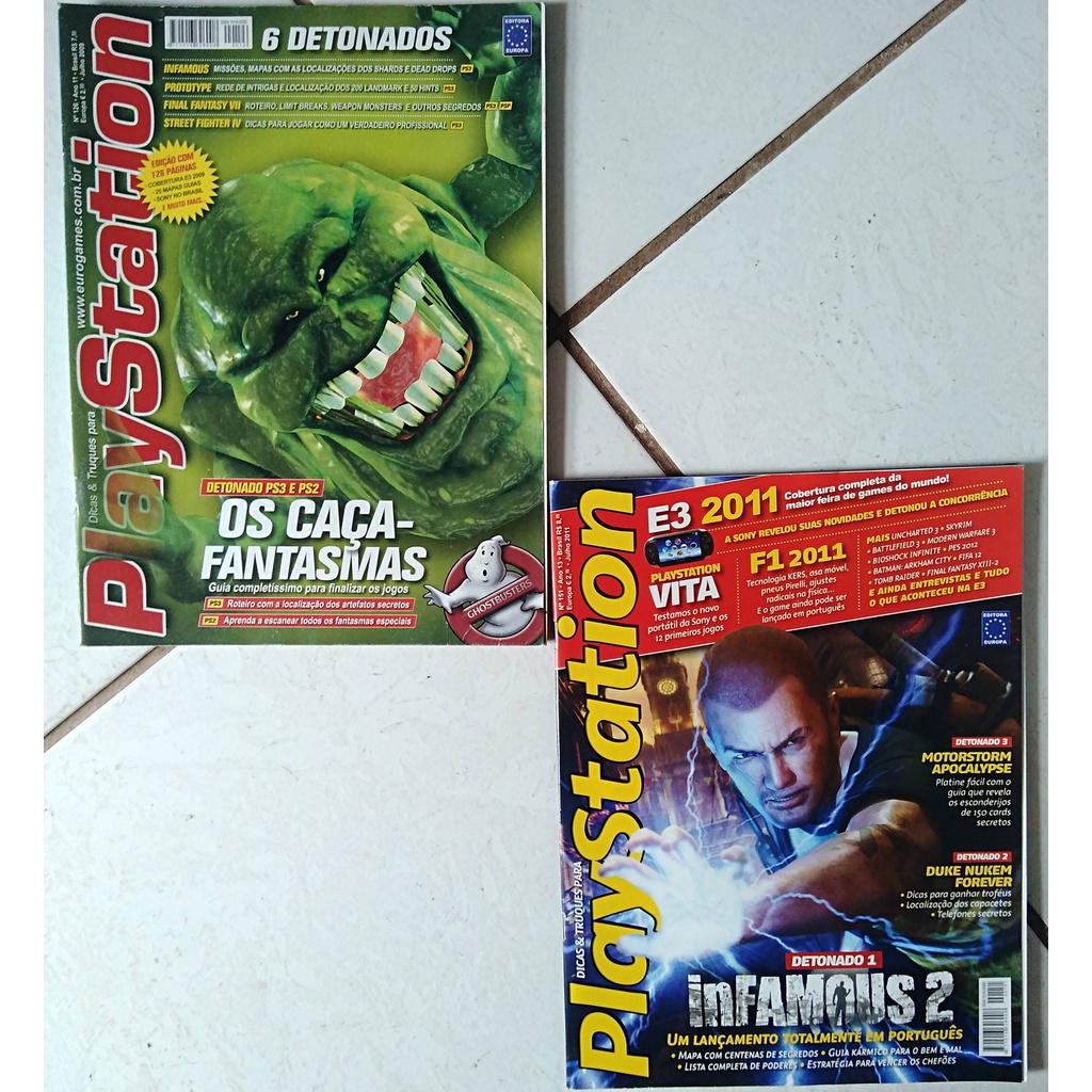 Kit 2 Revistas Playstation com detonado de Infamous 1 e 2, Prototype, MotorStorm Apocalypse, Os Caça-Fantasmas