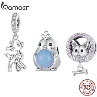 Bamoer Bead 925 Pingente De Prata Fofo Veado/Corgi/Pintinho Para Acessórios De Joalheria Faça Você Mesmo