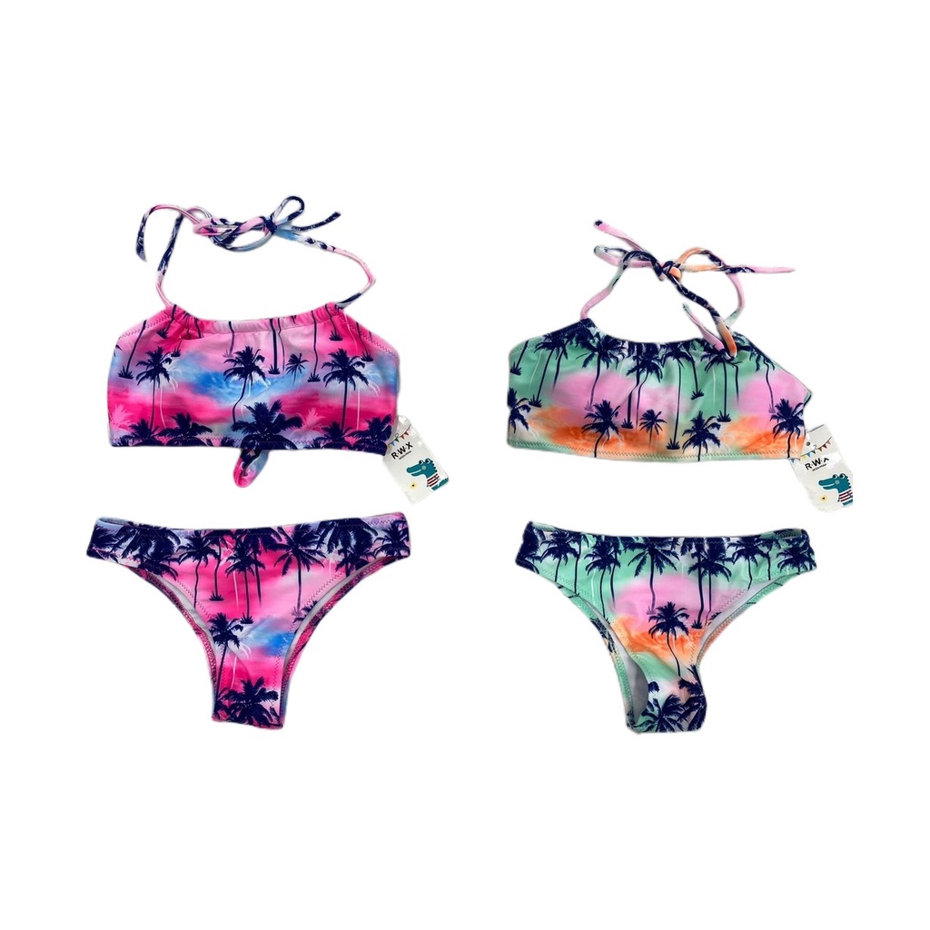 Conjunto Infantil Feminino Praia Biquíni Manga Curta  Roupa Menina A1033