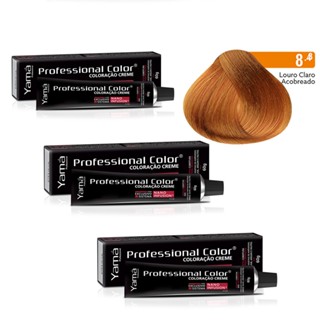 Kit C/3 Colorações Prof Color Nano 8.4 Louro Claro Acobreado Yamá