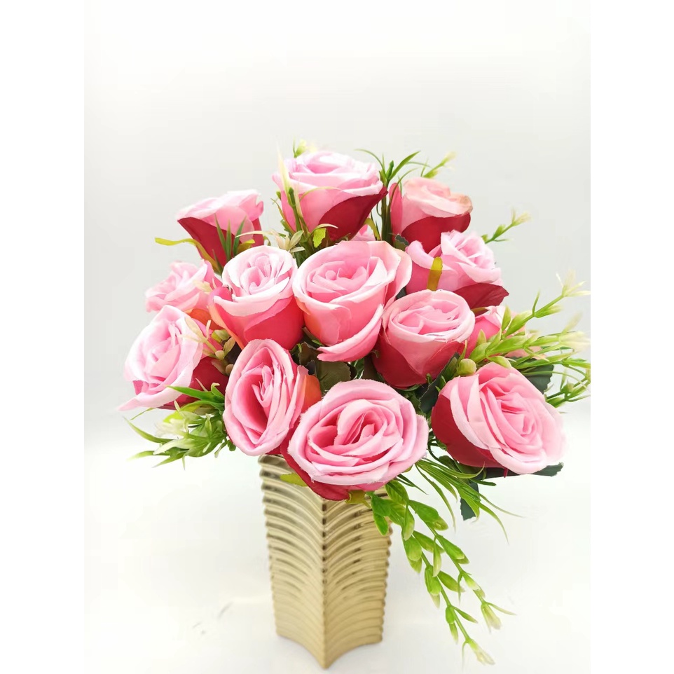 Rosa Artificial Buque Com 5 Flores Azul Tiffany Vermelho Salmão Branco Rosa  para Decoração | Shopee Brasil