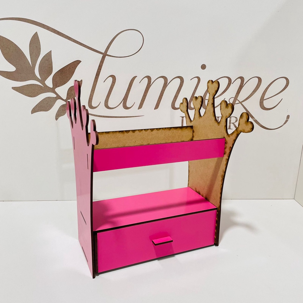 Porta Tiara Coração Com Gaveta 25x21x20 - MDF 3mm.