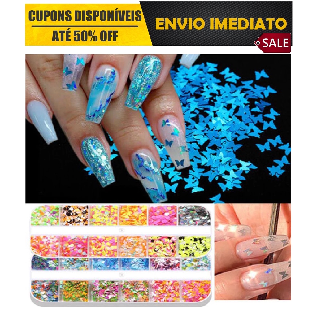 Gliter Enfeite Unha Decorada Fino e flocado Para Encapsulamento Decoração Unhas Nail Art