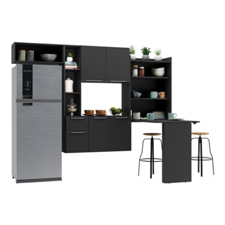 Cozinha Compacta com Mesa Dobrável MP2010 Sofia Multimóveis Preta