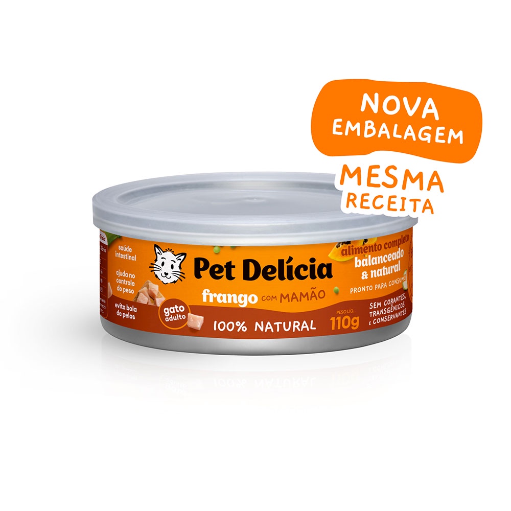 Racao Umida Pet Delicia Gatos Frango com Mamao - 110g