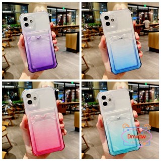 Para iPhone X XS Max 8 7 6 6s Plus SE 2020 Capa Gradiente Transparente Suporte De Cartão Telefone Macia Anti-Impacto