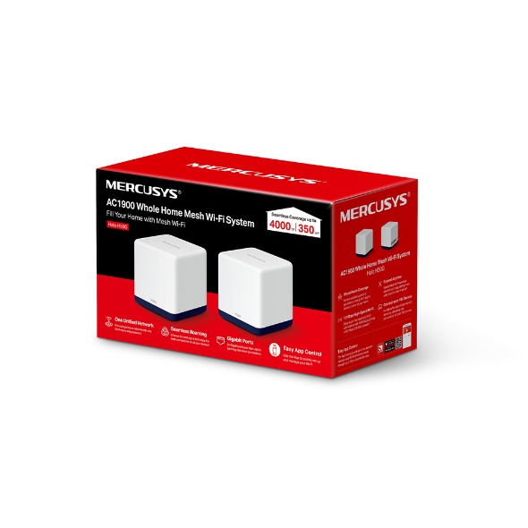 MERCUSYS ROTEADOR WI-FI MESH NA CASA TODA AC1900 HALO H50G (PACK C/2)